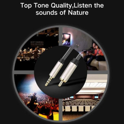 Ugreen UG20733AV132TK 2M chỉ dùng cho tv xiaomi màu Xám Cáp âm thanh bông sen Coaxial sang 3.5mm dương cao cấp - HÀNG CHÍNH HÃNG