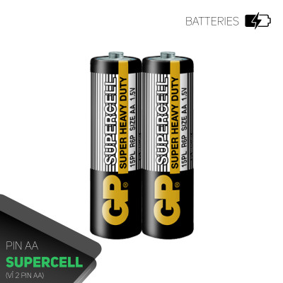 Pin đũa GP Supercell AAA 1.5V (2 viên),Pin AAA GP,Pin chuột máy tính,Pin điều hoà,Pin điều khiển quạt,Pin điều khiển tivi,Pin sử dụng cho các thiết bị nhỏ,Pin đồng hồ treo tường,Pin đồ chơi điện tử trẻ em