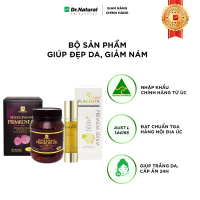 Bộ Sản Phẩm Đẹp Da, Giảm Nám: Hyper Evening Primrose Oil 180 Viên, Serum Vàng Nhau Thai Cừu 50ml