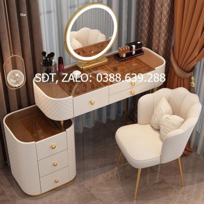 Hàng Siêu Cấp Bộ bàn phấn trang điểm 2 mặt kính họa tiết kim cương cao cấp  - Giá Tại Xưởng