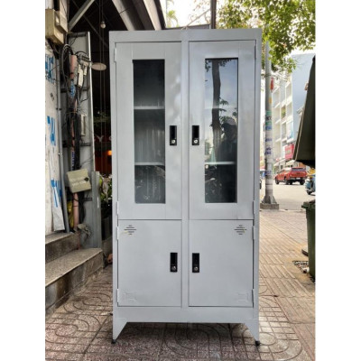 Tủ hồ sơ 4 cánh kính mở sơn tĩnh điện 02