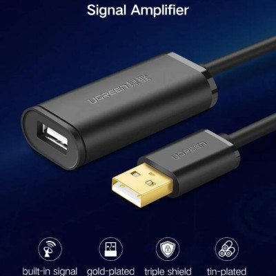 Ugreen UG10324US121TK 20M màu Đen Cáp tín hiệu nối dài USB 2.0 có chip khuếch đại cao cấp - HÀNG CHÍNH HÃNG