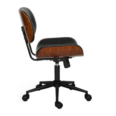 Ghế ngồi học bài tại nhà nệm bọc PVC màu đen thân polywood uốn cong Ghế chân xoay nhỏ gọn hiện đại Chairs for students CE1006-P 