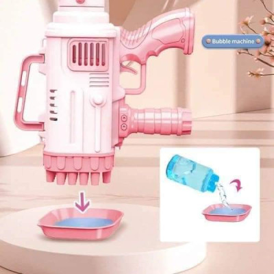 Súng bắn bong bóng 32 nòng 2 màu xanh và hồng