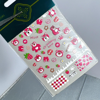 Hình Dán Móng Sticker 5D Lụa Tổng Hợp Cao Cấp Trang Trí Làm Nail Hoạt Hình, Gấu Hồng, Mặt Thỏ, Bướm Cực Quang Siêu Xinh Nữ Women