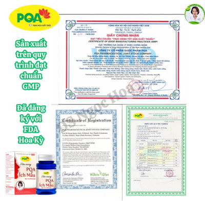 PQA Ích mẫu hỗ trợ người các biểu hiện kinh nguyệt không đều, đau bụng khi hành kinh. Hộp 30 viên
