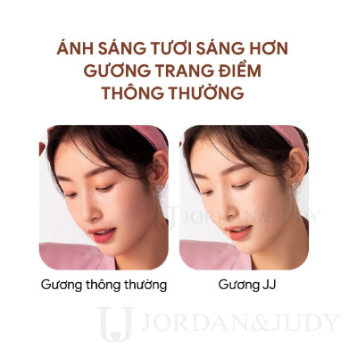 Gương Để Bàn Đèn LED Gương Cảm Ứng Để Bàn Trang Điểm Gương Có 3 Chế Độ Sáng Đổi Màu Sạc USB 23x16cm
