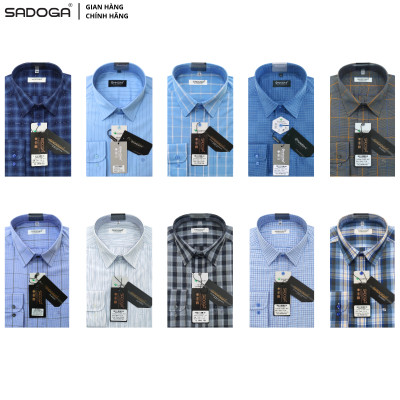 Áo Sơ Mi Nam Sadoga Dài Tay Sọc Caro Cao Cấp, Thoáng Mát Thấm Hút Mồ Hôi 399D