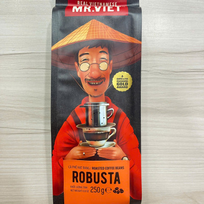 Cà phê hạt rang Robusta Mr Viet 250g - Robusta Roasted Coffee 250g