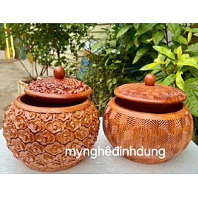 HŨ ĐỰNG HẠT DƯA ĐA NĂNG BẰNG GỖ  BÁCH XANH  KT 20×20cm 