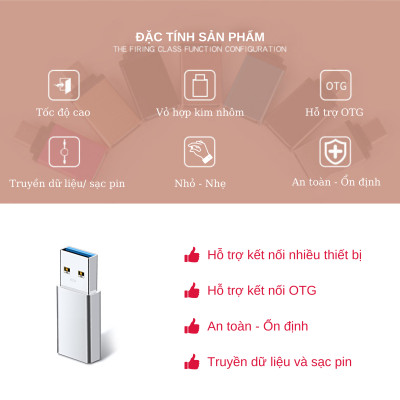 Đầu chuyển OTG USB Type C sang USB Full size Type-C Male to USB Female - Hàng Nhập Khẩu - Giao Màu Ngẫu Nhiên