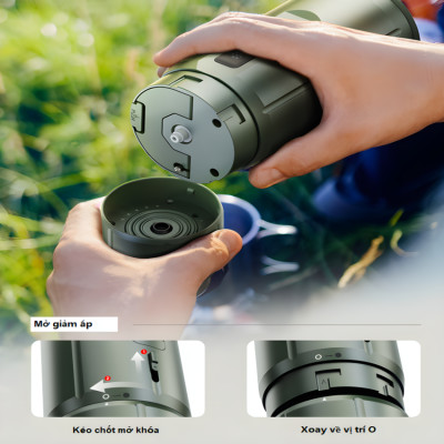 Máy pha cà phê cầm tay chuyên nghiệp Espresso 3 trong 1, dùng pin có thể pha cả nóng và lạnh. Thương hiệu Mỹ cao cấp HiBREW - H4C. HÀNG CHÍNH HÃNG