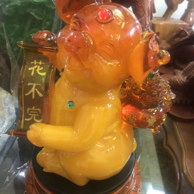 Tượng Chú Heo Vàng to ngồi đế xoay mang vác hủ vàng túi tiền trên lưng 42cmx30cm ý nghĩa money Lộc Vào Anh Chị trưng phòng khách nhà, công ty, bàn làm việc , quà tặng  ạ