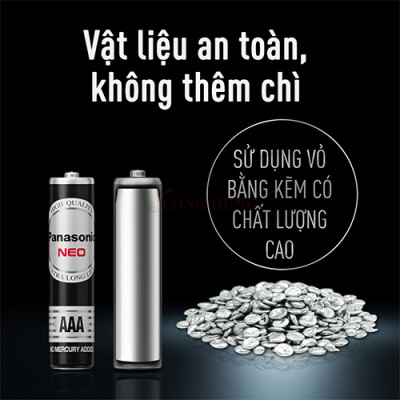 Vỉ Pin than đen Panasonic AAA R03NT/2S-V (2 viên/10 viên) - Hàng chính hãng