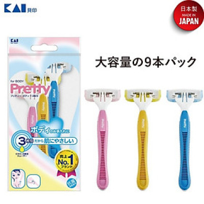 Set 03 chiếc dao cạo 3 lưỡi kép Pretty lưỡi thép mạ 2 lớp Titanium sắc bén & bền bỉ - nội địa Nhật Bản