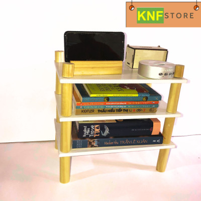 Kệ sách gỗ thông gọn gàng,xinh xắn cho bàn làm việc nhỏ từ KNF, mẫu mới 2023