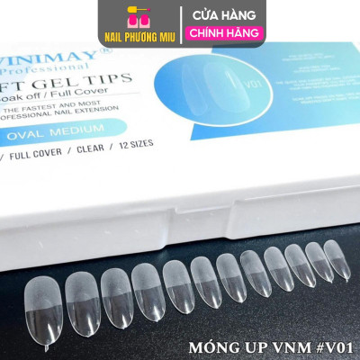Hộp 552 Móng Úp Vinimay Form Bầu Tròn Trong V01 Siêu Mỏng Dẻo Cao Cấp Làm Nail Đủ 12 Size Dài Ngắn Oval Medium Soft Gel Tips Nữ Women