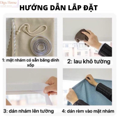 Rèm Dính Cửa Sổ-Decor,Trang Trí-Không Cần Khoan-Nhiều Màu,Kích Thước
