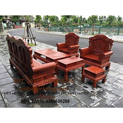 Bàn ghế phòng khách khổng tử gỗ hương đá