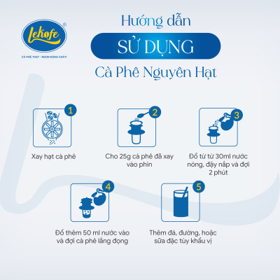 Cà phê nguyên hạt Bình Minh Lekofe 100% Robusta Đắng đậm chát nhẹ Túi 1000gram