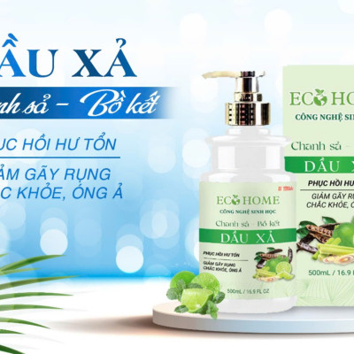 (Tặng nước rửa tay) Combo Cặp Dầu Gội Xả Chanh Sả Bồ Kết ECOHOME Kim Ngân Công Nghệ Sinh Học 500ml