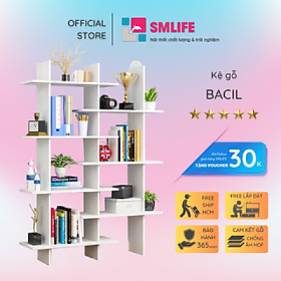 Giá sách gỗ gia đình thiết kế nhỏ gọn tiện nghi SMLIFE Bacil
