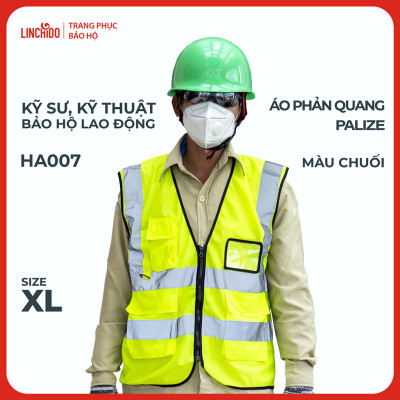 Áo phản quang Palize với dải Phản quang Poly sáng 5cm màu CHUỐI - Mã HA007