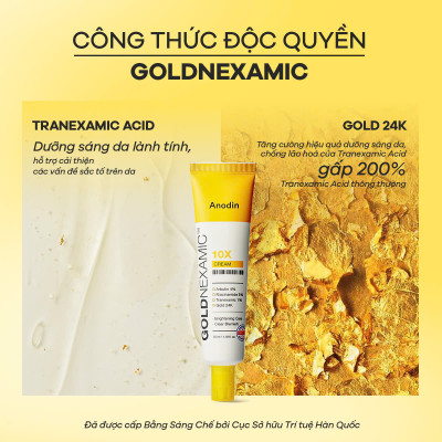Kem dưỡng sáng, mờ thâm nám đa tầng Goldnexamic 10X Anodin Hàn Quốc 35ml