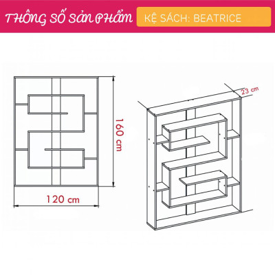 Giá sách bằng gỗ thiết kế hiện đại SMLIFE Beatrice