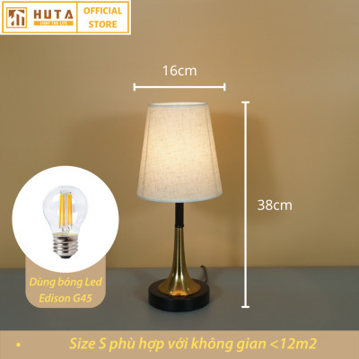 Đèn Ngủ Để Bàn HUTA Light For Life T5 Thép Mạ Đồng, Sang Trọng Decor Trang Trí Phòng Ngủ Khách Sạn, Điều Chỉnh Độ Sáng, Ánh Sáng Vàng