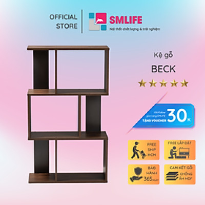Giá sách bằng gỗ cho phòng khách SMLIFE Beck