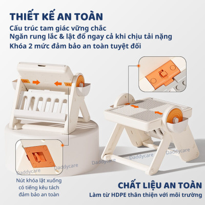 Bàn gấp gọn đa năng kèm bảng từ tính và ghế ngồi cho bé Mideer Multifunctional Block Table