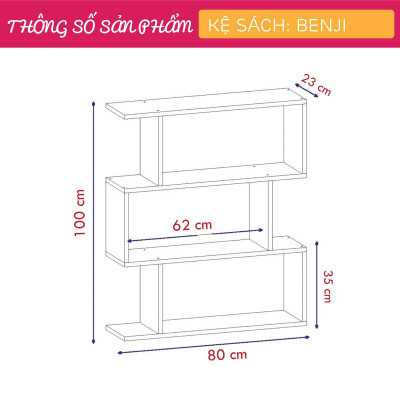 Giá sách giá rẻ kiểu dáng nhỏ gọn cho gia đình SMLIFE Benji