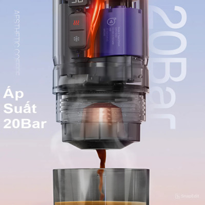 Máy pha cà phê cầm tay chuyên nghiệp Espresso 3 trong 1, dùng pin có thể pha cả nóng và lạnh thương hiệu Mỹ cao cấp HiBREW H4C - Hàng Nhập Khẩu