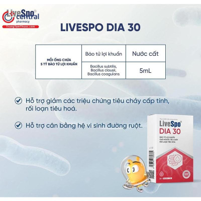 Giảm triệu chứng tiêu chảy cấp - LiveSpo DIA 30 - ( hộp 10 ống x 5ml)