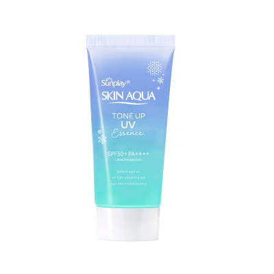 Kem chống nắng nâng tông Skin Aqua Tone up Blue cho da vàng có khuyết điểm đỏ, dạng tinh chất Sunplay Skin Aqua Tone Up UV Essence Blue SPF 50+ PA++++ 50g