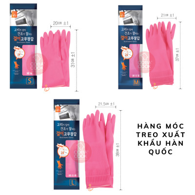 Mua 3 Tặng 2 Đôi Găng Tay cao Su Tự Nhiên Hàn Quốc Có Móc 37cm