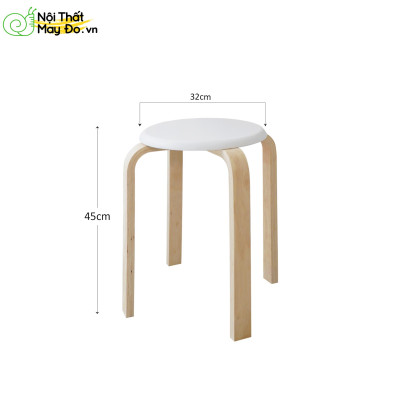 Ghế Đôn - Pin Stool - Thiết Kế Chân Trụ Cách Điệu Sang Trọng - Lắp Ráp Đơn Giản - Màu Trắng 