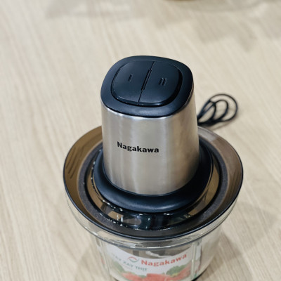 Máy xay thịt 2 lưỡi dao kép cối thủy tinh Nagakawa NAG0812 (400W - 1.5 Lít) - Hàng Chính Hãng