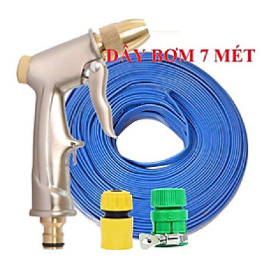 ️ Bộ dây vòi xịt nước rửa xe, tưới cây , tăng áp 3 lần, loại 7m, 10m 206701-1 đầu đồng,cút, nối PE