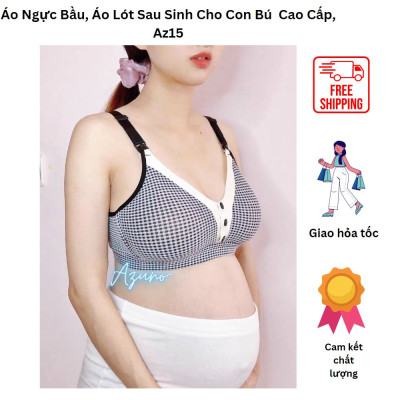 Áo Lót Bầu - Áo Ngực Cho Con Bú Kẻ Cotton Azuno A15 Chống Chảy Xệ Không Gọng Mút Mỏng Cao Cấp 