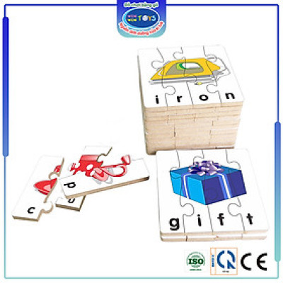 Đồ chơi gỗ Bộ ghép hình học chữ Tiếng Anh | Winwintoys 64442 | Phát triển trí tuệ và tiếng Anh vỡ lòng cho bé
