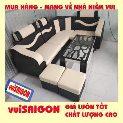 Ghế Sopha nệm muốt 2m1 x 1m6  mẫu mã đẹp chất lượng giá tốt phù hợp với các gia đình Việt/ tặng 1 bàn và 2 đôn