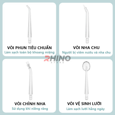 Máy tăm nước rửa răng thông minh Rhino WT101 220ml xịt nước chăm sóc răng miệng cầm tay, 3 chế độ có thể sạc - Hàng chính hãng
