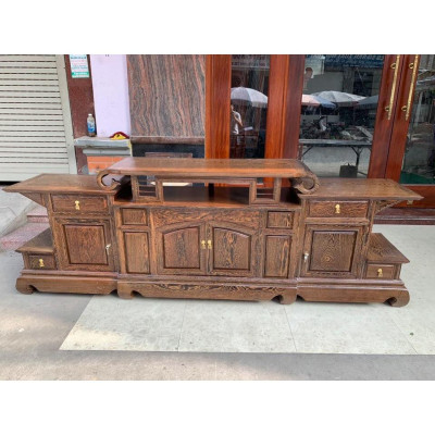 kệ tivi sừng trâu gỗ mun đuôi công 2m4