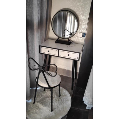 Hàng Siêu Cấp Bộ bàn ghế trang điểm: Bàn phấn hộp vuông 2 ngăn hiện đại kèm gương  - Giá Tại Xưởng