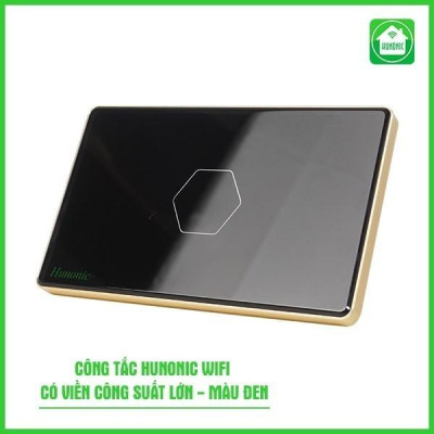 Công Tắc Cảm Ứng Hunonic Wifi Hình Chữ Nhật Viền Vàng, Công Tắc Thông Minh Wifi Điều Khiển Từ Xa Bằng Điện Thoại