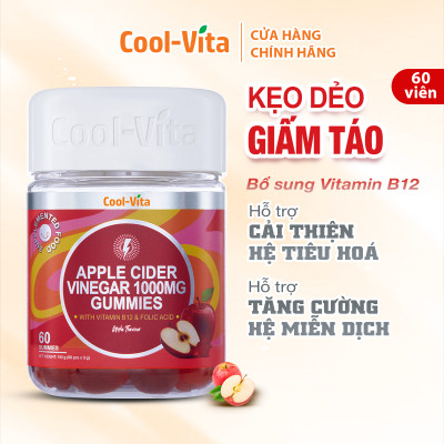 Combo Kẹo Dẻo Giấm Táo Hỗ Trợ Tiêu Hóa & Kẹo Dẻo Củ Dền Hỗ Trợ Bổ Sung Sắt CoolVita (60 viên x 3g)/hộp