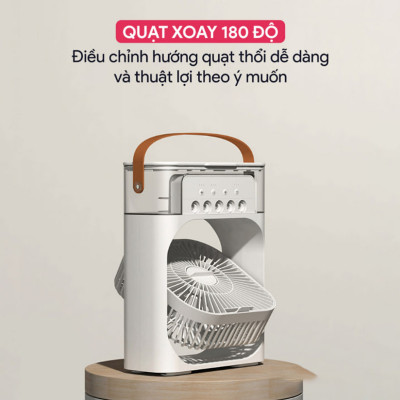 Quạt Hơi Nước Mini, Quạt Phun Sương Mini, Quạt Để Bàn 3 Chế Độ Tích Hợp Đèn Led Và Hẹn Giờ Sử Dụng, Màu Ngẫu Nhiên - Hàng Chính Hãng
