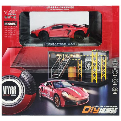 Đồ Chơi Mô Hình Xe 1:32 Lamborghini LP750-SV Và Gara Sửa Chữa Ô Tô - Ming Ying 66 MY66-M5270X - Màu Đỏ